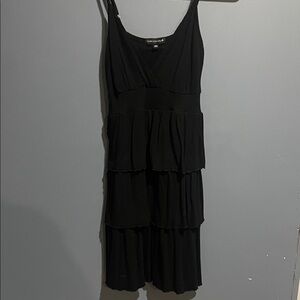 Elegant Black Tiered Midi Dress